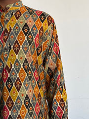 Multicolor Grid Hand Block Printed Kurta